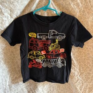 The Children's Place Black T-Shirt with Colorful Vehicle Graphics